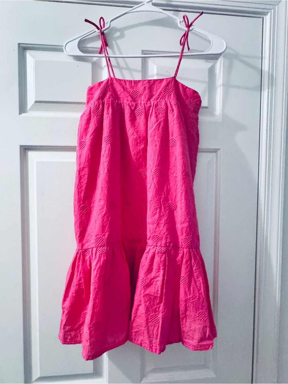 Girls Hot Pink Tie-Shoulder Sundress